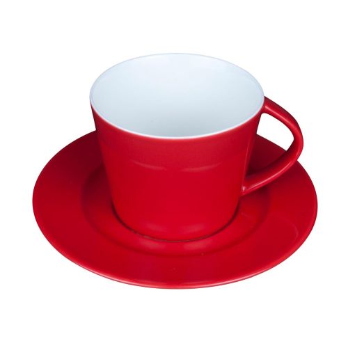 Druck einer Red Eve Kaffeetasse und Untertasse